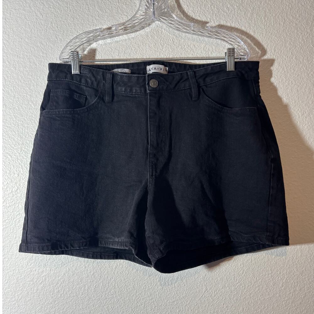 AVA & VIV Jrs Size 17 Black High Rise Midi Shorts Denim Jean
